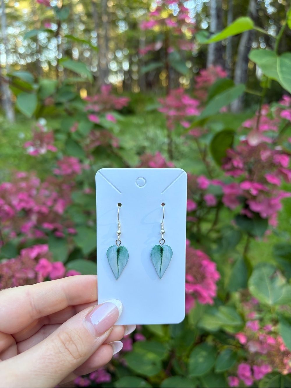 Delicate Green Heart Leaf Drop Earrings - Women Jewelry